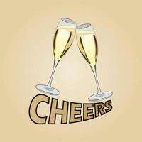 Cheers with wine glasses premium vector illustration