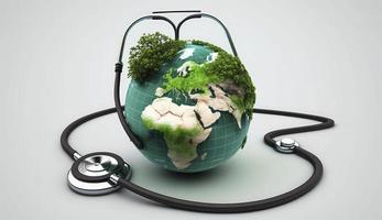 World Mental Health day illustration concept, World Health Day Images, Heartbeat, Stethoscope, world health day April 7, poster, banner, design, theme, 2023, Generate Ai photo