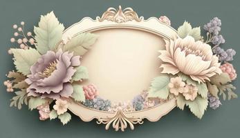 Watercolor floral illustration set - bouquets, frame, border. flowers, rose, peony, leaf branches collection. Wedding invites, wallpapers, fashion. Eucalyptus olive leaves chamomile, Generate Ai photo