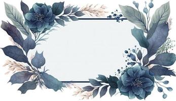 Watercolor floral illustration set - bouquets, frame, border. flowers, rose, peony, leaf branches collection. Wedding invites, wallpapers, fashion. Eucalyptus olive leaves chamomile, Generate Ai photo