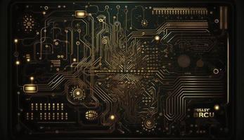 Circuit board texture with communication technology concept. Creative vector illustration, Generate Ai photo