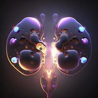 Human kidneys Medical and health care conceptual illustration, 3d render, Generate Ai photo