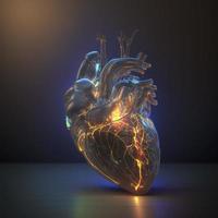 Human heart Medical and health care conceptual illustration, 3d render, Generate Ai photo