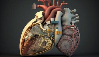 humano corazón médico y salud cuidado conceptual ilustración, 3d prestar, generar ai foto