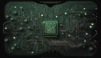 Circuit board texture with communication technology concept. Creative vector illustration, Generate Ai photo
