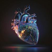 Human heart Medical and health care conceptual illustration, 3d render, Generate Ai photo