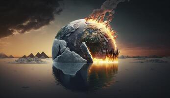 Global warming and climate change , environmental problem banner , Generative ai photo
