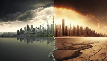 global calentamiento y clima cambio , ambiental problema bandera , generativo ai foto