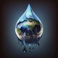 Water drop with earth for World Water Day , photo