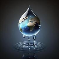 Water drop with earth for World Water Day , photo