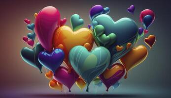Colorful heart shape balloons. . photo