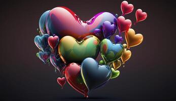 Colorful heart shape balloons. . photo