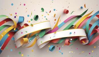 Confetti and paper streamer as party decoration. . photo