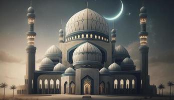 illustration of amazing architecture design of muslim mosque ramadan kareem, islamic architecture background ramadan kareem, Islamic Mosque, Ramdan, ramzan, eid, culture, arab, Generate Ai photo