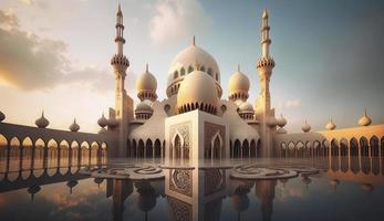 illustration of amazing architecture design of muslim mosque ramadan kareem, islamic architecture background ramadan kareem, Islamic Mosque, Ramdan, ramzan, eid, culture, arab, Generate Ai photo