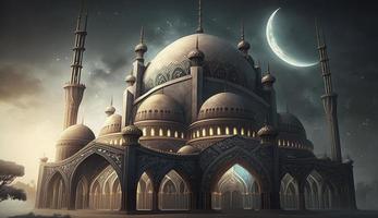 illustration of amazing architecture design of muslim mosque ramadan kareem, islamic architecture background ramadan kareem, Islamic Mosque, Ramdan, ramzan, eid, culture, arab, Generate Ai photo