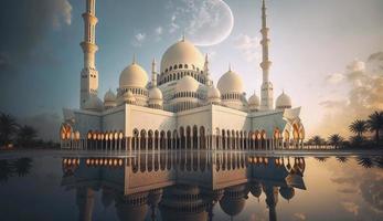 illustration of amazing architecture design of muslim mosque ramadan kareem, islamic architecture background ramadan kareem, Islamic Mosque, Ramdan, ramzan, eid, culture, arab, Generate Ai photo