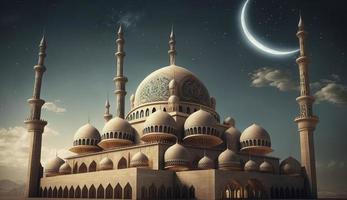 illustration of amazing architecture design of muslim mosque ramadan kareem, islamic architecture background ramadan kareem, Islamic Mosque, Ramdan, ramzan, eid, culture, arab, Generate Ai photo