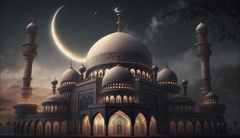 illustration of amazing architecture design of muslim mosque ramadan kareem, islamic architecture background ramadan kareem, Islamic Mosque, Ramdan, ramzan, eid, culture, arab, Generate Ai photo