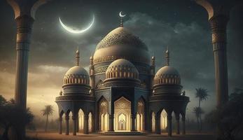 illustration of amazing architecture design of muslim mosque ramadan kareem, islamic architecture background ramadan kareem, Islamic Mosque, Ramdan, ramzan, eid, culture, arab, Generate Ai photo