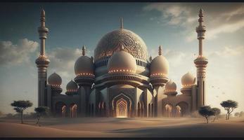 illustration of amazing architecture design of muslim mosque ramadan kareem, islamic architecture background ramadan kareem, Islamic Mosque, Ramdan, ramzan, eid, culture, arab, Generate Ai photo