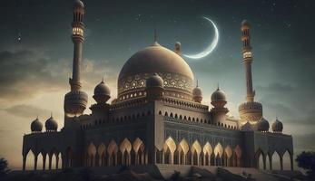 illustration of amazing architecture design of muslim mosque ramadan kareem, islamic architecture background ramadan kareem, Islamic Mosque, Ramdan, ramzan, eid, culture, arab, Generate Ai photo