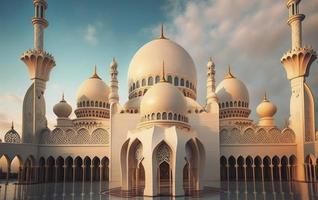 illustration of amazing architecture design of muslim mosque ramadan kareem, islamic architecture background ramadan kareem, Islamic Mosque, Ramdan, ramzan, eid, culture, arab, Generate Ai photo