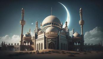 illustration of amazing architecture design of muslim mosque ramadan kareem, islamic architecture background ramadan kareem, Islamic Mosque, Ramdan, ramzan, eid, culture, arab, Generate Ai photo