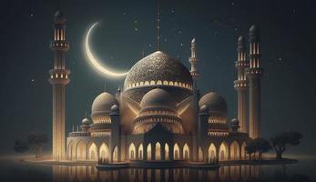 illustration of amazing architecture design of muslim mosque ramadan kareem, islamic architecture background ramadan kareem, Islamic Mosque, Ramdan, ramzan, eid, culture, arab, Generate Ai photo