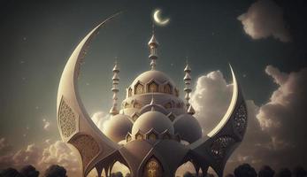 illustration of amazing architecture design of muslim mosque ramadan kareem, islamic architecture background ramadan kareem, Islamic Mosque, Ramdan, ramzan, eid, culture, arab, Generate Ai photo