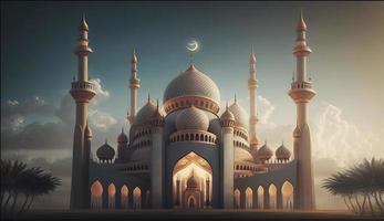 illustration of amazing architecture design of muslim mosque ramadan kareem, islamic architecture background ramadan kareem, Islamic Mosque, Ramdan, ramzan, eid, culture, arab, Generate Ai photo