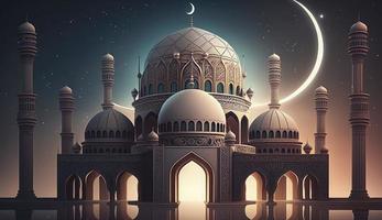 illustration of amazing architecture design of muslim mosque ramadan kareem, islamic architecture background ramadan kareem, Islamic Mosque, Ramdan, ramzan, eid, culture, arab, Generate Ai photo