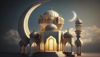 illustration of amazing architecture design of muslim mosque ramadan kareem, islamic architecture background ramadan kareem, Islamic Mosque, Ramdan, ramzan, eid, culture, arab, Generate Ai photo