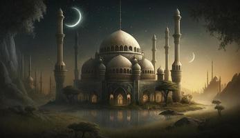 illustration of amazing architecture design of muslim mosque ramadan kareem, islamic architecture background ramadan kareem, Islamic Mosque, Ramdan, ramzan, eid, culture, arab, Generate Ai photo