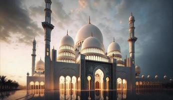 illustration of amazing architecture design of muslim mosque ramadan kareem, islamic architecture background ramadan kareem, Islamic Mosque, Ramdan, ramzan, eid, culture, arab, Generate Ai photo