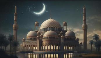 illustration of amazing architecture design of muslim mosque ramadan kareem, islamic architecture background ramadan kareem, Islamic Mosque, Ramdan, ramzan, eid, culture, arab, Generate Ai photo