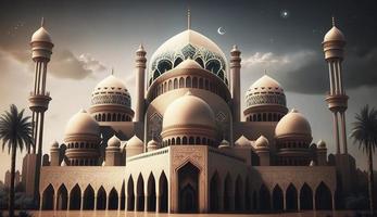 illustration of amazing architecture design of muslim mosque ramadan kareem, islamic architecture background ramadan kareem, Islamic Mosque, Ramdan, ramzan, eid, culture, arab, Generate Ai photo