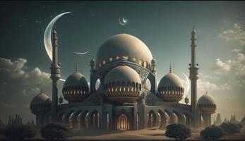 illustration of amazing architecture design of muslim mosque ramadan kareem, islamic architecture background ramadan kareem, Islamic Mosque, Ramdan, ramzan, eid, culture, arab, Generate Ai photo
