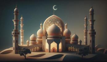 illustration of amazing architecture design of muslim mosque ramadan kareem, islamic architecture background ramadan kareem, Islamic Mosque, Ramdan, ramzan, eid, culture, arab, Generate Ai photo