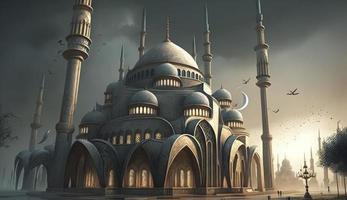 illustration of amazing architecture design of muslim mosque ramadan kareem, islamic architecture background ramadan kareem, Islamic Mosque, Ramdan, ramzan, eid, culture, arab, Generate Ai photo
