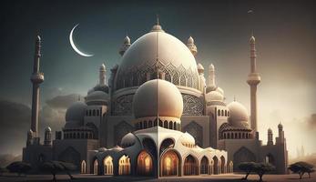 illustration of amazing architecture design of muslim mosque ramadan kareem, islamic architecture background ramadan kareem, Islamic Mosque, Ramdan, ramzan, eid, culture, arab, Generate Ai photo