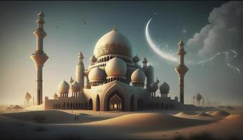 illustration of amazing architecture design of muslim mosque ramadan kareem, islamic architecture background ramadan kareem, Islamic Mosque, Ramdan, ramzan, eid, culture, arab, Generate Ai photo