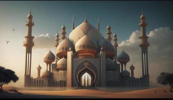 illustration of amazing architecture design of muslim mosque ramadan kareem, islamic architecture background ramadan kareem, Islamic Mosque, Ramdan, ramzan, eid, culture, arab, Generate Ai photo