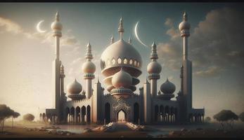 illustration of amazing architecture design of muslim mosque ramadan kareem, islamic architecture background ramadan kareem, Islamic Mosque, Ramdan, ramzan, eid, culture, arab, Generate Ai photo