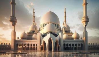 illustration of amazing architecture design of muslim mosque ramadan kareem, islamic architecture background ramadan kareem, Islamic Mosque, Ramdan, ramzan, eid, culture, arab, Generate Ai photo