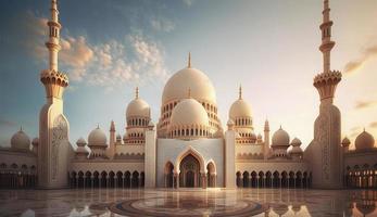 illustration of amazing architecture design of muslim mosque ramadan kareem, islamic architecture background ramadan kareem, Islamic Mosque, Ramdan, ramzan, eid, culture, arab, Generate Ai photo