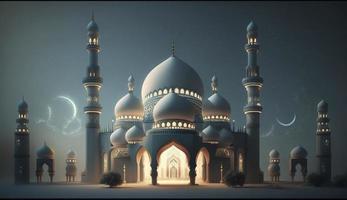 illustration of amazing architecture design of muslim mosque ramadan kareem, islamic architecture background ramadan kareem, Islamic Mosque, Ramdan, ramzan, eid, culture, arab, Generate Ai photo