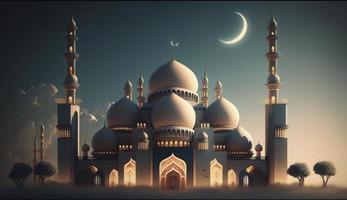 illustration of amazing architecture design of muslim mosque ramadan kareem, islamic architecture background ramadan kareem, Islamic Mosque, Ramdan, ramzan, eid, culture, arab, Generate Ai photo