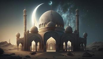 illustration of amazing architecture design of muslim mosque ramadan kareem, islamic architecture background ramadan kareem, Islamic Mosque, Ramdan, ramzan, eid, culture, arab, Generate Ai photo