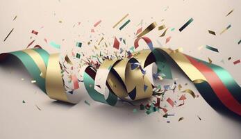 Confetti and paper streamer as party decoration. . photo